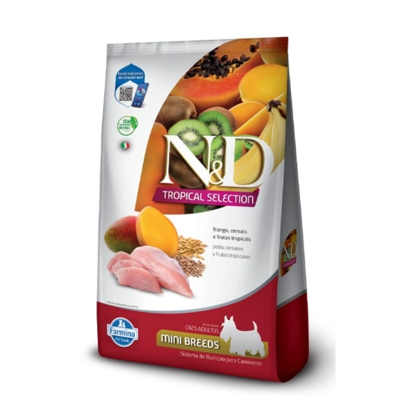 Ração Farmina N&D Tropical Cães Raças Mini 2,5 Kg Frango, Cereais e Frutas