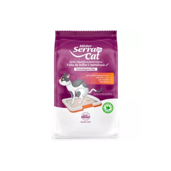 Areia Higiênica Mister Serra Cat Fina Biodegradável 4 Kg