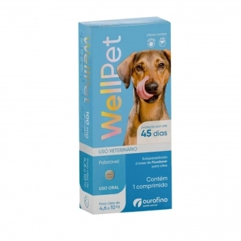Antipulgas e Carrapatos Wellpet 100mg Cães 4,6 a 10 kg c/1