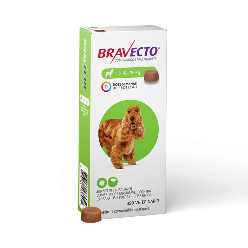 Bravecto Antipulgas e Carrapatos para Cães de 10 a 20kg