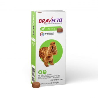 Bravecto Antipulgas e Carrapatos para Cães de 10 a 20kg