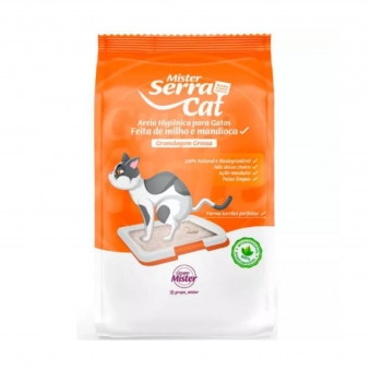 Areia Higiênica Mister Serra Cat Grossa Biodegradável para Gatos 4 kG