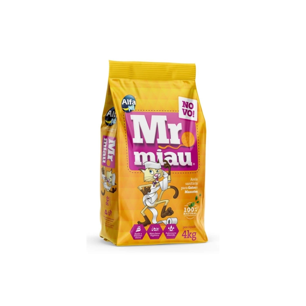 Areia Higiênica Mr Miau para Gatos 4 Kg