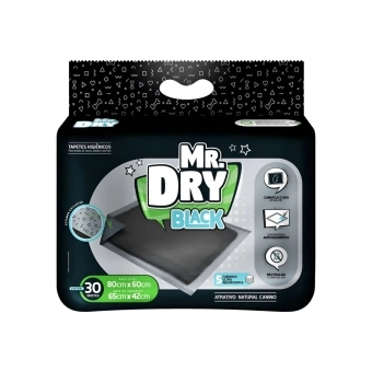 Tapete Higiênico Mr Dry Para Cães 30 Unidades 80x60cm Black