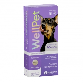 Antipulgas e Carrapatos Wellpet 400mg Cães 20,1 a 40 kg c/1
