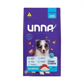 Ração Unna Cães Filhotes Sabor Carne e Arroz