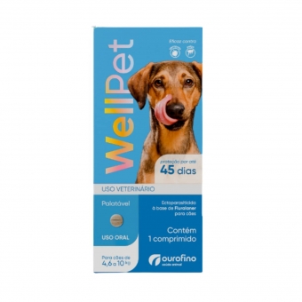 Antipulgas e Carrapatos Wellpet 100mg Cães 4,6 a 10 kg c/1