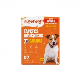 Tapete Higiênico Super Dog 80x60cm para cães com 7 un
