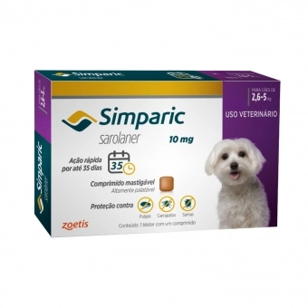 Simparic Antipulgas 10 mg para Cães de 2,6 a 5 kg