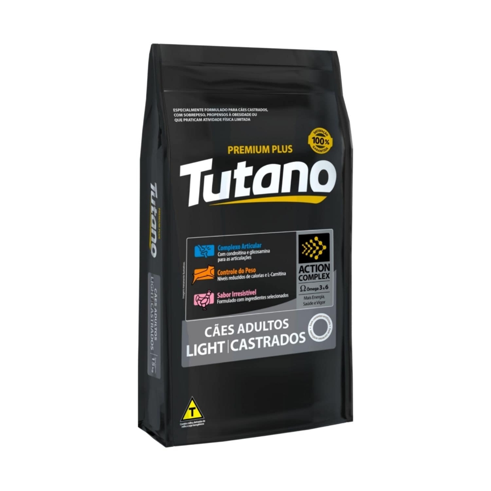 Ração Tutano Light Castrado Cães Adultos Sabor Frango 15 Kg
