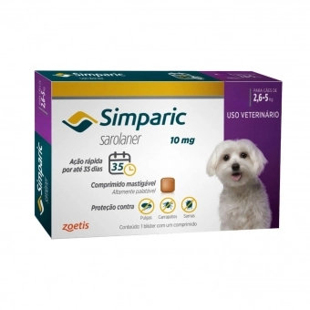 Simparic Antipulgas 10 mg para Cães de 2,6 a 5 kg