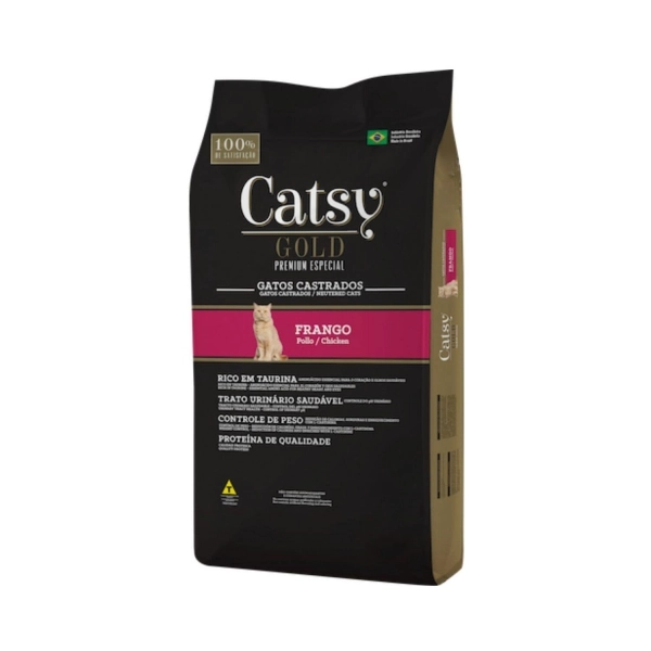 Ração Catsy Gold Gato Castrado Adulto Sabor Frango 10,1 Kg