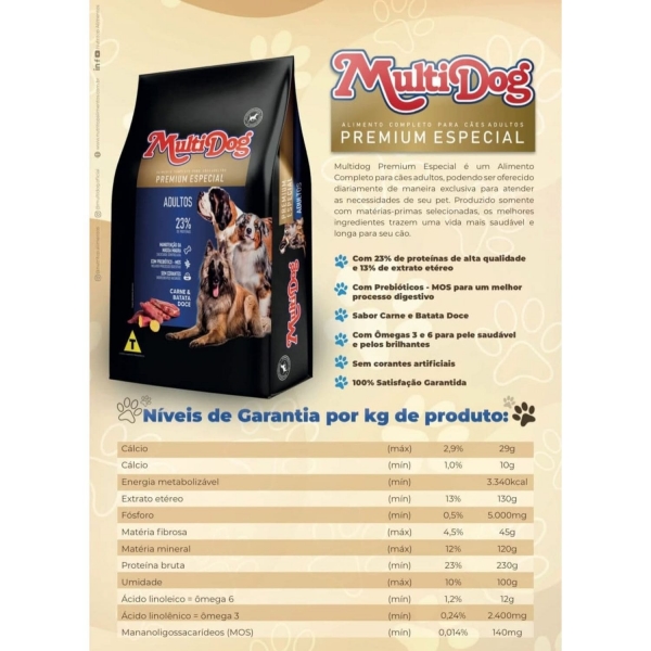 Ração Multi Dog Premium Especial Cães Adultos 25 Kg