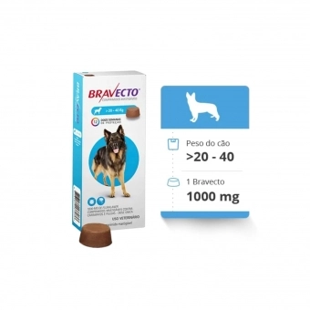 Bravecto Antipulgas e Carrapatos para Cães de 20 a 40kg