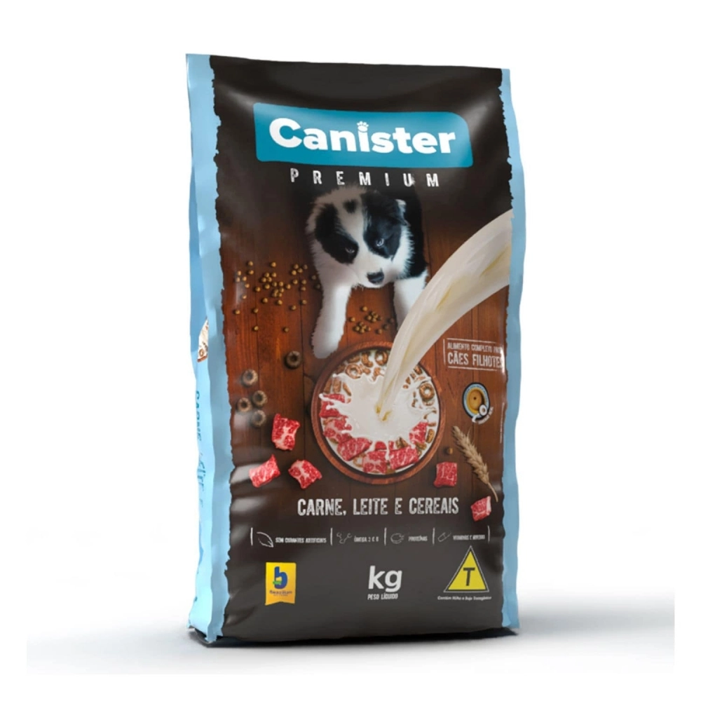 Ração Canister Filhote Sabor Carne/Leite/Cereais 10,1 Kg