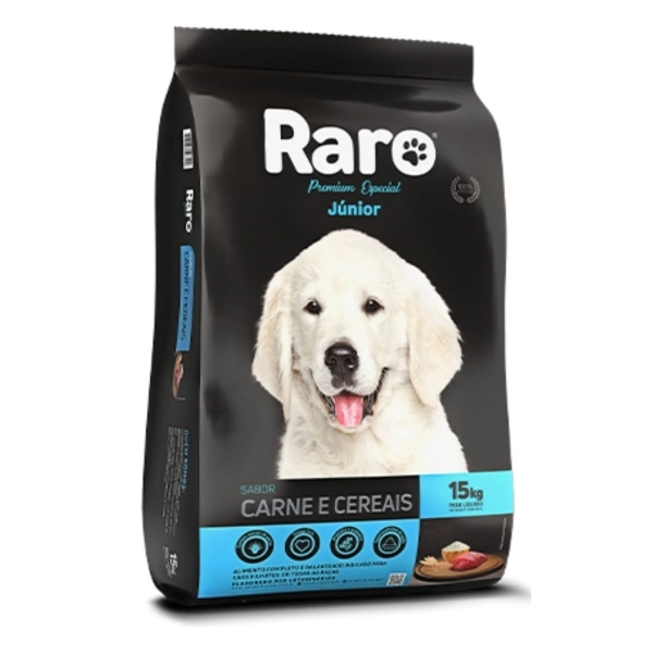 Ração Raro Junior Cães Filhotes Sabor Carne e Cereais 15 Kg