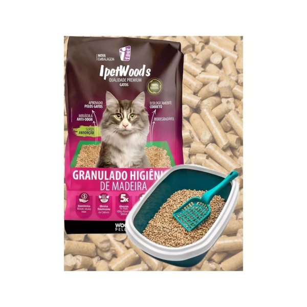 Granulado Higiênico de Madeira Ipet Woods para Gatos