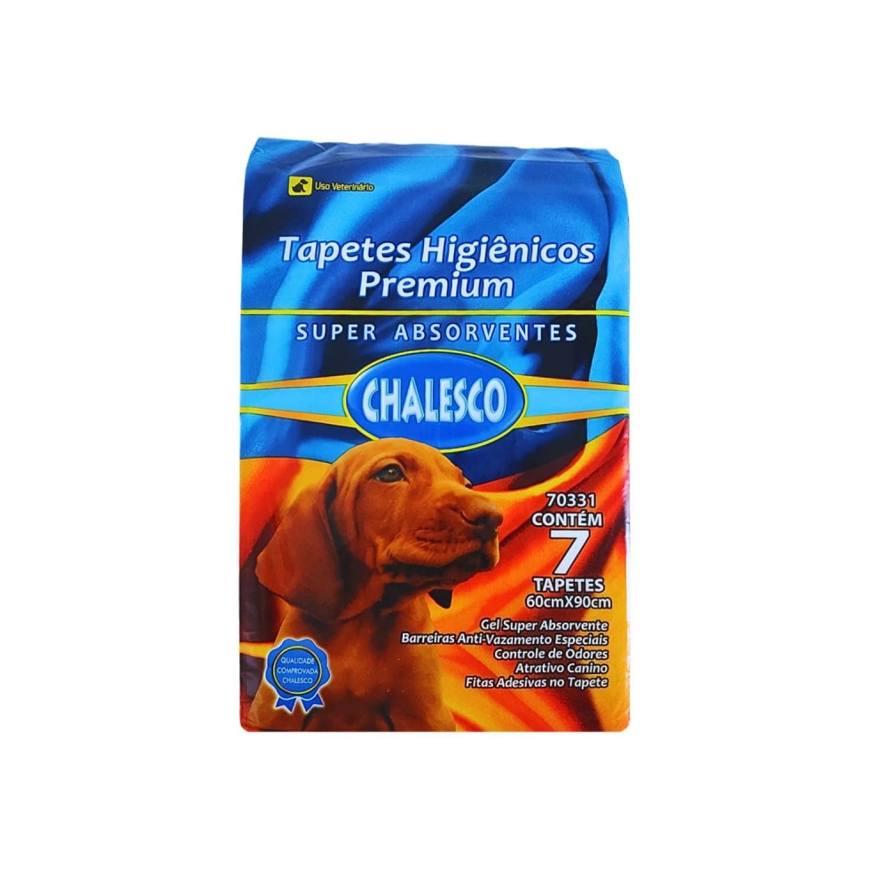 Tapete Higiênico Chalesco 90x60cm para Cães Pacote com 7 un