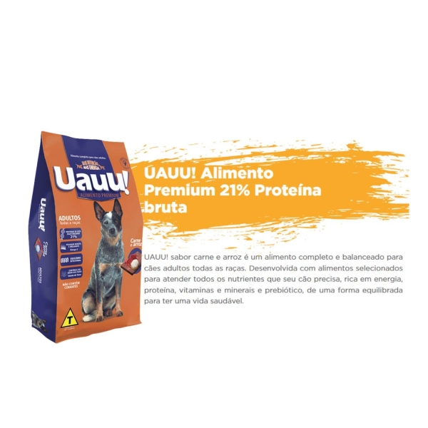 Ração DogChoni Uauu Cães Adultos Sabor Carne e Arroz
