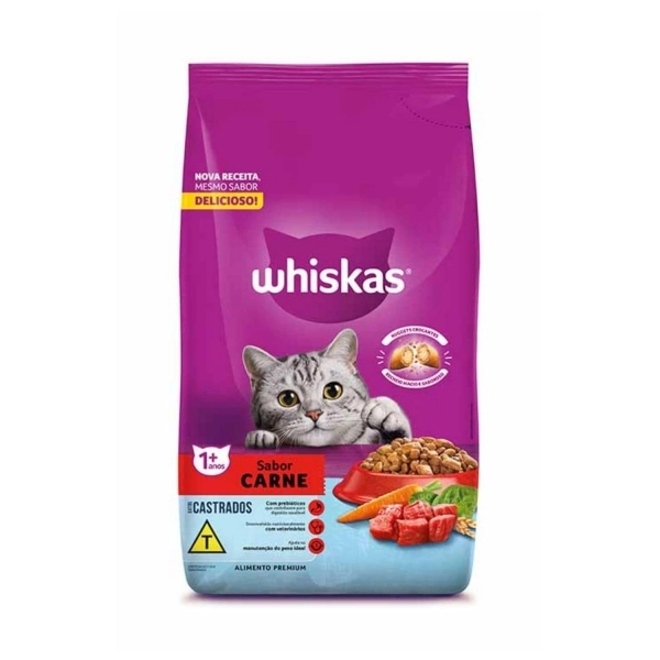 Ração Whiskas Gatos Castrados Adultos Sabor Carne 10,1 Kg