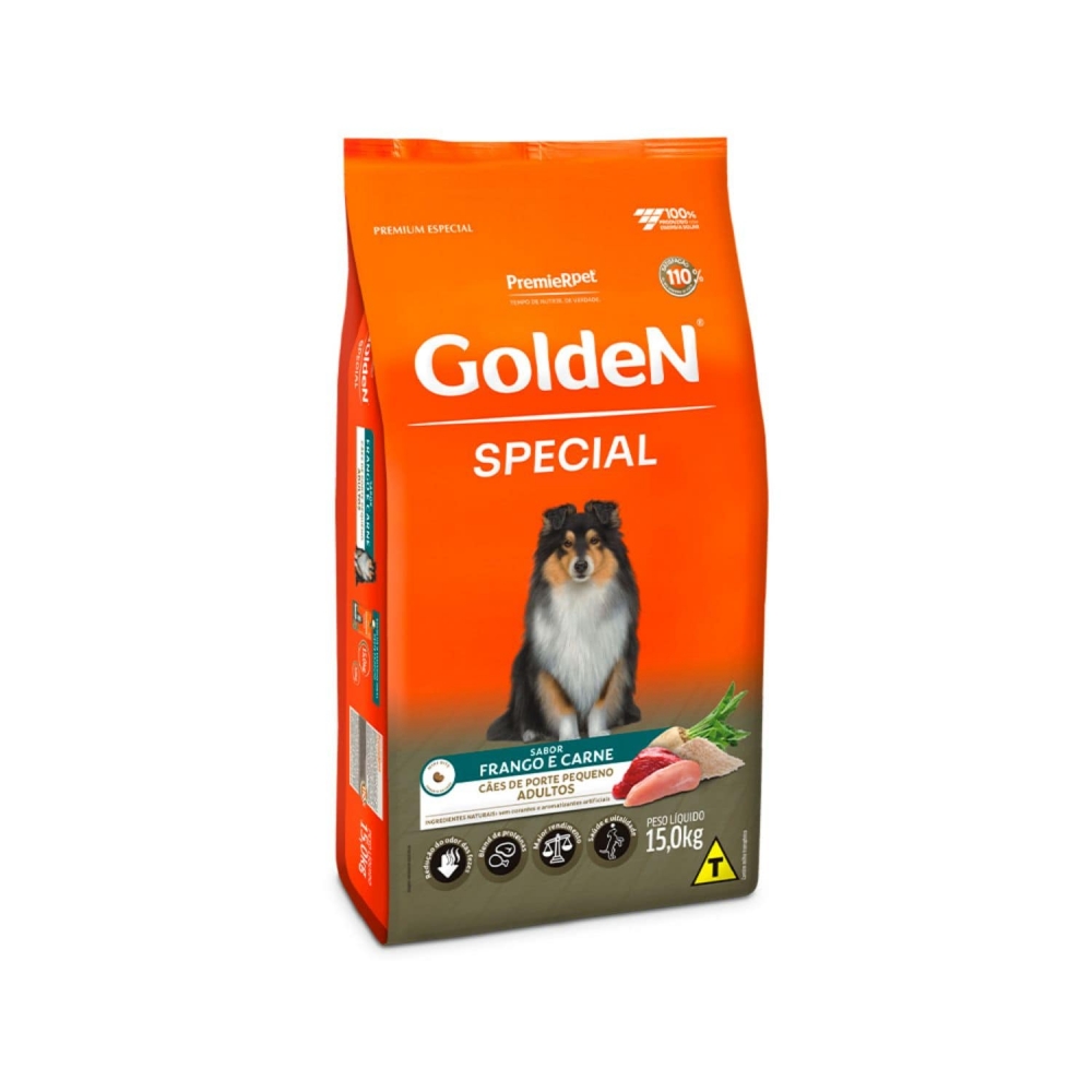 Ração Golden Special Cães Adultos Porte Pequeno Frango e Carne 15 Kg