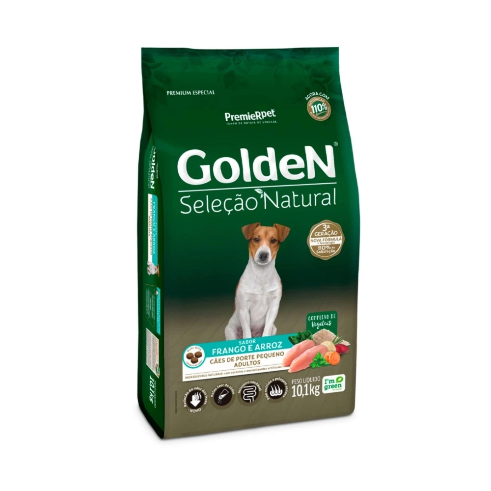 Ração Golden Seleção Natural Cães Adultos Porte Pequeno Frango