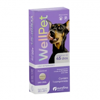 Antipulgas e Carrapatos Wellpet 400mg Cães 20,1 a 40 kg c/1