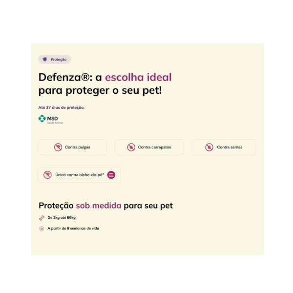Defenza 560mg Antipulgas e Carrapatos para Cães de 40 a 56kg