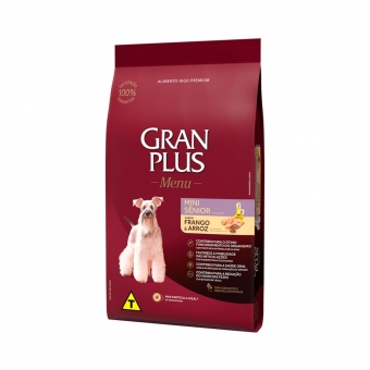 Ração Gran Plus Menu Cão Sênior Mini Sabor Frango e Arroz