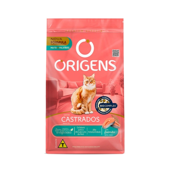 Ração Origens Gatos Castrados Salmão 10,1 Kg + 1 Kg