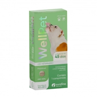 Antipulgas e Carrapatos Wellpet 200mg Cães 10,1 a 20 kg c/1