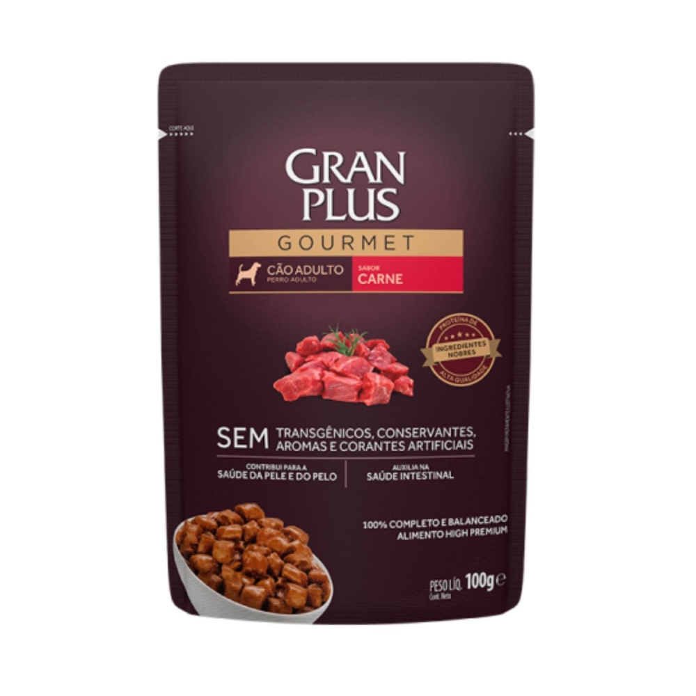 Ração Úmida GranPlus Gourmet Sachê Cães Adultos Sabor - CARNE