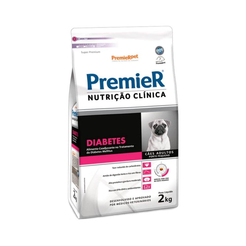 Ração Premier Nutrição Clínica Diabetes Cães Pequeno Porte