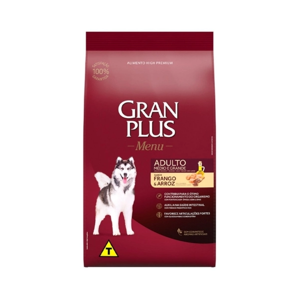 Ração Gran Plus Menu Cães Adultos 15 Kg Porte Méd/Grande Frango
