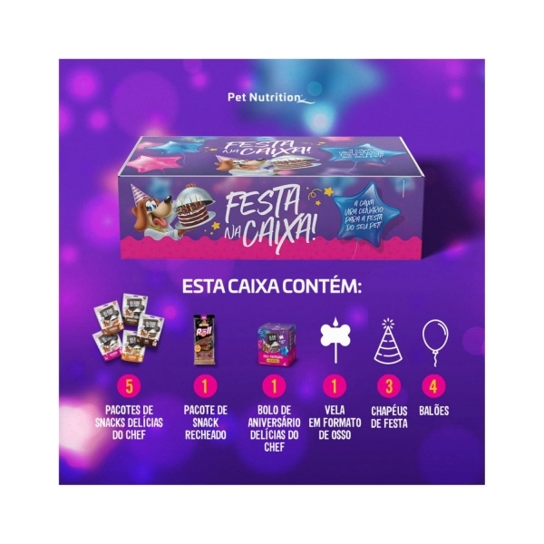 Kit Festa na Caixa para Cães Delícias do Chef com Bolo