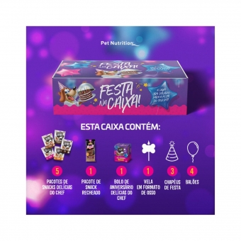Kit Festa na Caixa para Cães Delícias do Chef com Bolo