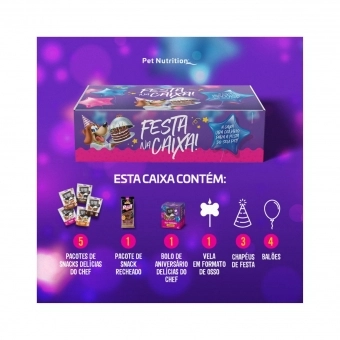 Kit Festa na Caixa para Cães Delícias do Chef com Bolo