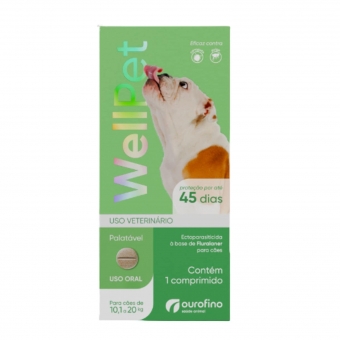 Antipulgas e Carrapatos Wellpet 200mg Cães 10,1 a 20 kg c/1