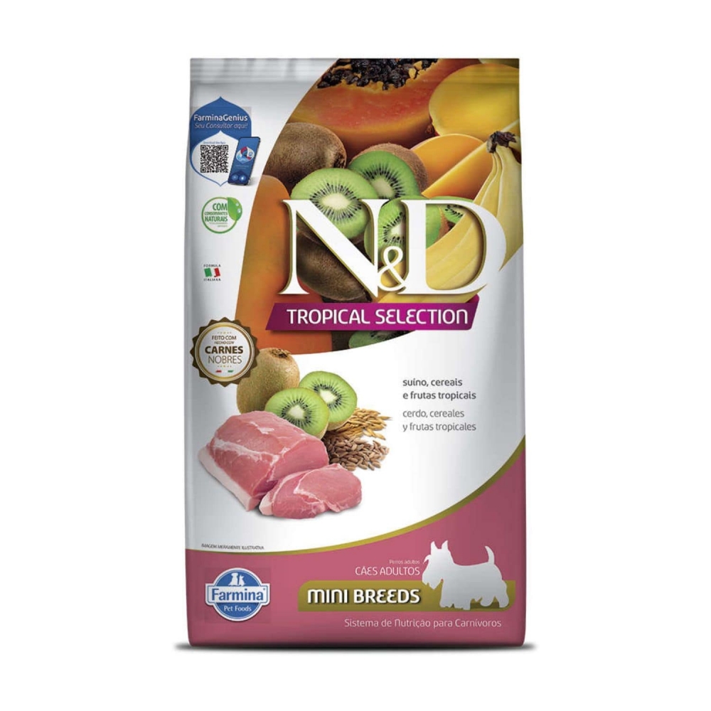 Ração Farmina N&D Tropical Cães Raças Mini 2,5 Kg Suino, Cereais e Frutas