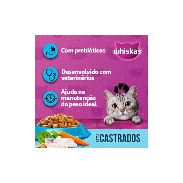 Ração Whiskas Gatos Castrados Adultos Sabor Peixe 10,1 Kg