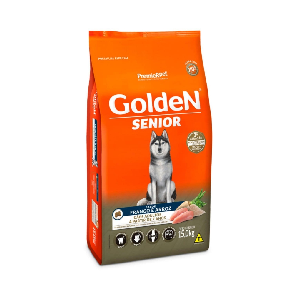 Ração Golden Fórmula Cães Sênior Frango e Arroz 15 Kg