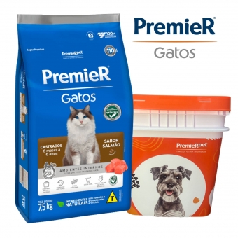 Ração Premier Gatos até 6 anos Cast 7,5kg+Ganhe Balde Grátis