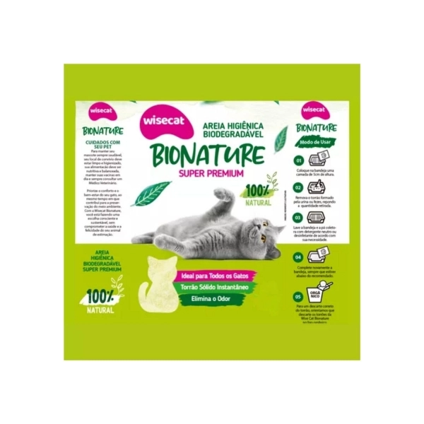 Areia Bionature Biodegradável de Mandioca para Gatos