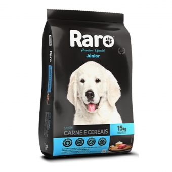 Ração Raro Junior Cães Filhotes Sabor Carne e Cereais 15 Kg