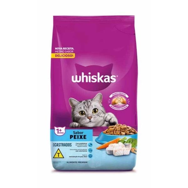 Ração Whiskas Gatos Castrados Adultos Sabor Peixe 10,1 Kg