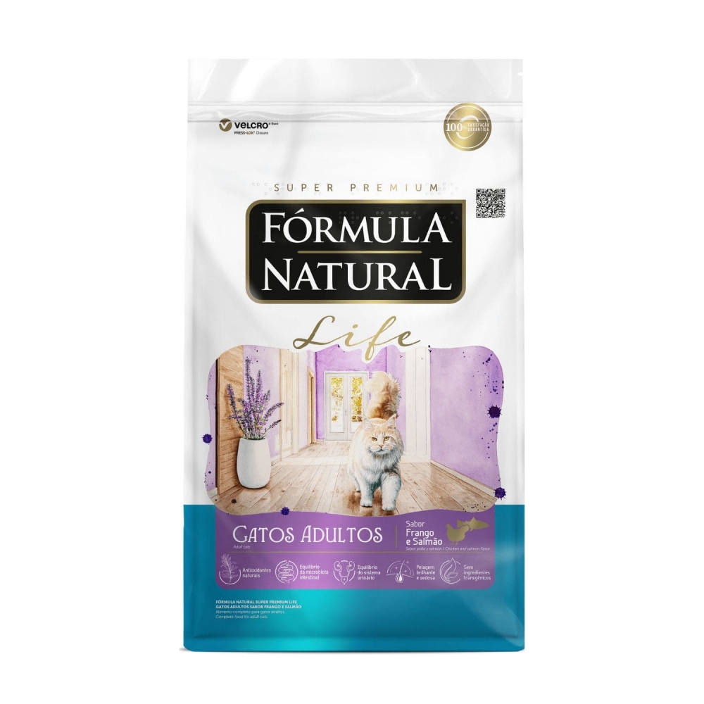 Ração Fórmula Natural Life Gatos Frango e Salmão 1 kg