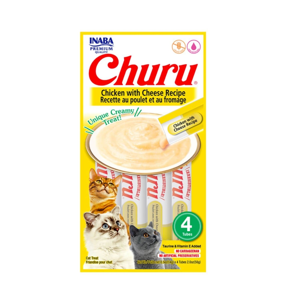 Petisco Churu para Gatos Sabor Frango com Queijo - 56 gramas