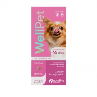 Antipulgas e Carrapatos Wellpet 45 mg Cães 2 a 4,5 kg c/1