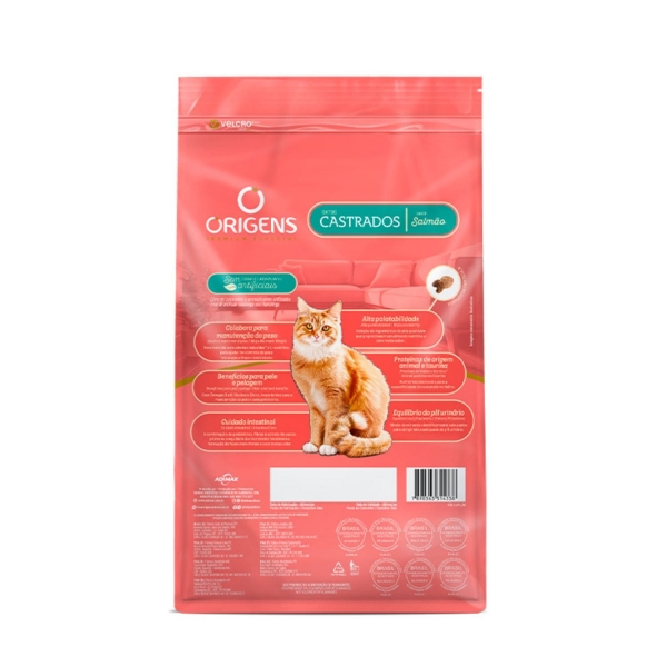 Ração Origens Gatos Castrados Salmão 10,1 Kg + 1 Kg