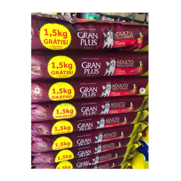 Ração Gran Plus Menu Cães Adultos 16,5 Kg Med/Gran Carne